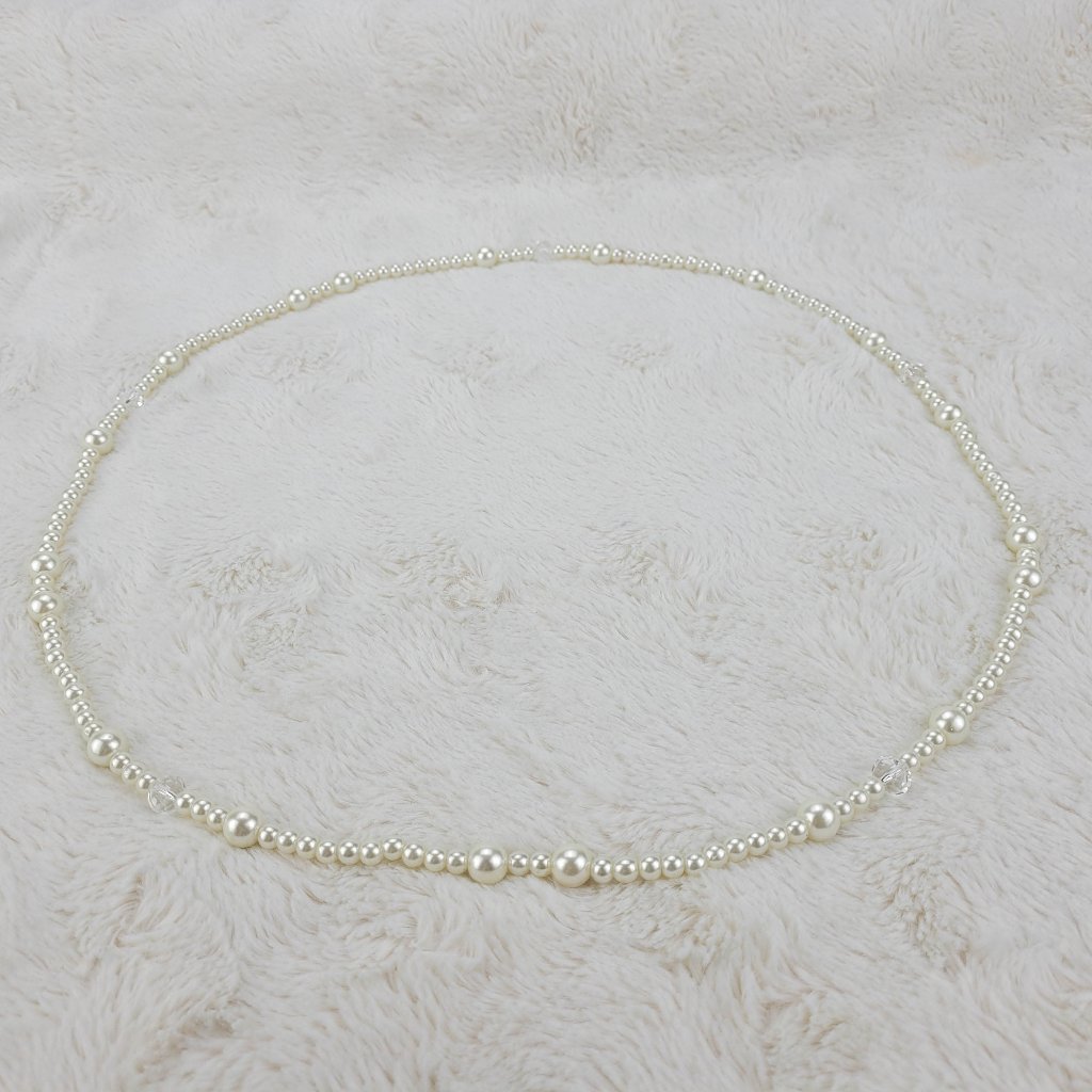 1950s Vintage Necklace: Single String Of Large And Small Alternating Pearl Beads